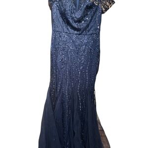 Navy Blue Lace Maxi Dress